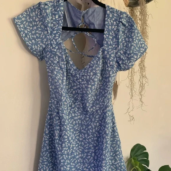 Water lily lace up open back mini dress - Picture 3 of 4